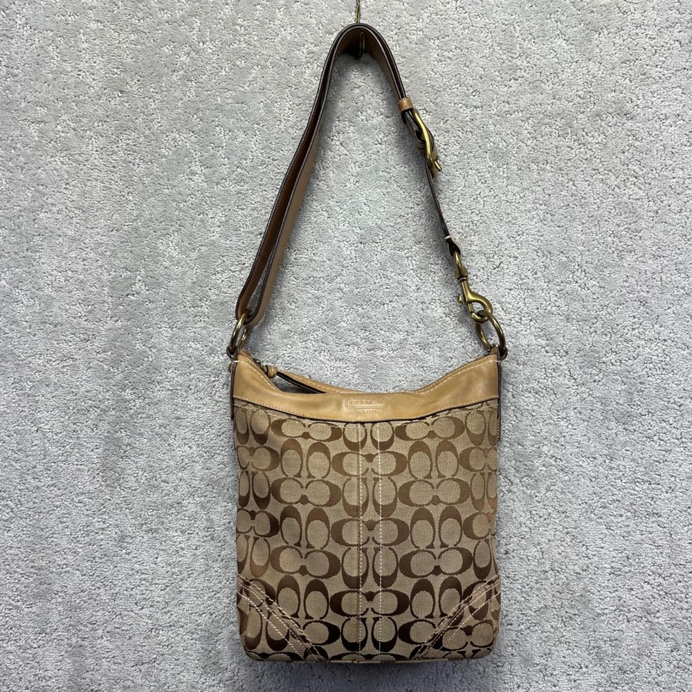 VINTAGE Y2k Coach 10403 Signature Shoulder Crossbody Bag Monogram Canvas Leather